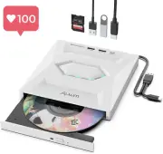 External CD Drive – 5-in-1 USB 3.0 Type-C CD/DVD Reader w/ SD Slot & USB Ports