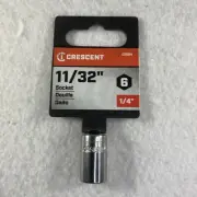 Crescent CDS6N 1/4" Drive 11/32" 6 Point Shallow Socket SAE 6pt Chrome Lifetime
