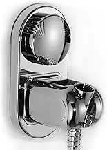 Suction cup Handheld Shower Head Holder - Relocatable - 5 Angles Adjustable - Horizontal Setting - Large Shower Head Supports - Wider Input - Wall mounted with Vacuum Power (Polished Chrome)