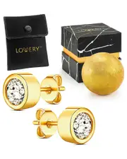 Lovery 14k Plated Synthetic Diamond Earring Set with Pouch, Bath Bomb & Gift Box