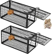 Lyfengdeam 2 Pack Animal Live Cage Trap Humane Rat Trap Live Mouse Traps Reusable Metal Cage Trap to Catch Rodent,Mice,Squirrel,Weasel,Hamster,Chipmunk for Indoor or Outdoor Size 9.45"X4.5" X4.5"