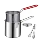 Deep Fryer Pot, Small Stainless Steel Deep Frying Pot, Frying Pan with Strain...