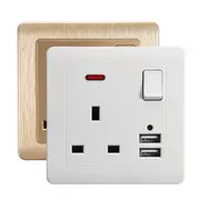 86 Type Dual USB Wall Socket Switch DC 5V/2.1A Electrical Plugs Sockets Wall UK Socket Plate 21800 WHITE