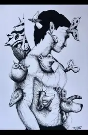 Ink On Cardboard Alain Donate 12x16 In