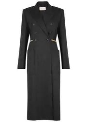 Christopher Kane Dark Grey Double-breasted Wool-blend Coat - 14 14