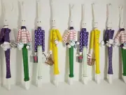 EASTER Rabbit ornaments - nine assorted whimsical and colorful