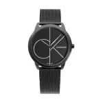 【CALVIN KLEIN 凱文克萊】MINIMAL系列 大CK 黑色質感霧殼 米蘭錶帶 手錶 女錶 CK錶 40MM 情人節(K3M5145X)