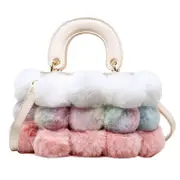 Plush Bucket Handbag Fluffy Crossbody Bag-Pink