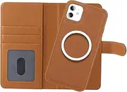 Cavor Wallet Case for iPhone 11 6.1" Leather Case 2 in 1 Magnetic Detachable Flip Cover Support Magsafe Charging with Stand Feature Card Slots-Brown