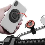 Motorcycle Phone Mount, Aluminum Motorbike Rearview Mirror Phone Holder with Universal Adapter, [Φ10-14mm] 360° Rotation for Scooter,Electric,Moto Compatible with iPhone/Google-【Series C - 1st Gen】