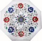 12" Marble side coffee Table Pietra Dura Floral Inlay art Home furniture decor