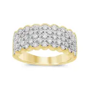 Multi Row Dress Ring with 1.00ct of Diamonds in 9kt Yellow Gold
