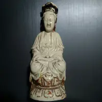 在飛比找Yahoo!奇摩拍賣優惠-早期 觀音白瓷 上漆 德化 如意寶珠觀音 觀世音菩薩 陶瓷 