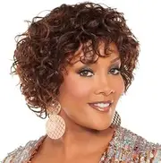 Women's short curly hair, black headband fluffy small curly wig