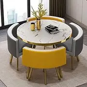80cm Dining Kitchen Table Set for 4, Coffee Table Set for Small Space, Conference Reception Table with 4 Chairs(12)