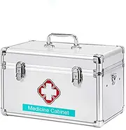 Portable Lockable Medicine Cabinet - Multi-Layer Aluminium First Aid Kit Organizer for Home, Travel, Camping, Office - Secure and Convenient Storage Solution