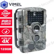 Trail Camera 4K Hunting 128GB Wildlife Black Flash Outdoor Farm Home Security