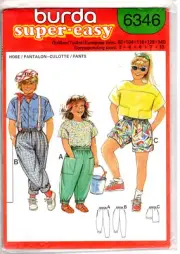 Children's Pants & Shorts SEALED Burda Super-Easy Sewing Pattern # 6346 Sz 3-10