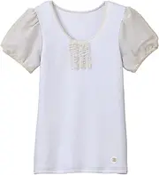 Wacoal KIDS JUINOR(ワコール キッズ ジュニア) Wacoal Kids CKV342 110 GR Girls' Short Sleeve Top, Warm Research Institute, U-Neck, Body Fabric: 100% Cotton