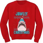 [Tstars] Jawlly Christmas Ugly Xmas Sweater Party Shark Youth Kids Sweatshirt Small Red