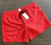 PAUL SMITH Swimwear Men’s Swim Short Red Embroidered Fluoro Flash LARGE NWT $150