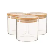 Argon Tableware Scandi Glass Storage Jars with Wooden Lids - 550ml - Pack of 3