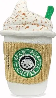Coffee Dog Toy Pup'kin Spice Latte, Fall Funny Parody Plush Squeaky Holiday Toys for Medium, Small and Large, Cute Dog Birthday Gifts