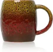 Large Ceramic Coffee Mug, 15 Oz Pottery Big Tea Cup for Home and Office, Big Handle Hot and Cold Drinking, Microwave and Dishwasher Safe, Unique Texture Glaze