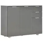 Sideboard High Gloss Grey 107X35x80.5 Cm Wood Sideboards & Buffets