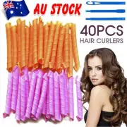 40PCS Magic Hair Curlers Curl Formers Spiral Ringlets Leverage Hair Rollers AUS