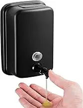 Commercial Soap Dispenser Wall Mount Stainless Steel Manual Pump Liquid Rust-Proof Leak Free for Bathroom Restaurant 500ml/17oz (Black)