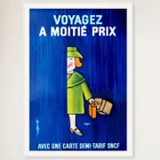 Galrie Voyagez A Moitie Prix SNCF - French Vintage Advertising Poster, White Frame, A4 21 x 30cm (8 x 12inch)