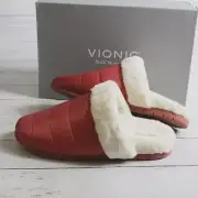 Vionic Women's Mule Slippers Shoes Size 9.5 M Plush Faux Fur Indoor Outdoor