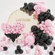Black and Pink Balloon Garland Kit,104Pcs Pastel Pink and Black Balloons Party Decorations 4 Size Black Pink Latex Party Balloons for Black Pink Birthday Party Baby Shower,Wedding,Anniversary