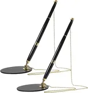 Veemoon 2pcs Business Desk Fixed Counter Signature Pen Smooth Writing Gel Ink Pen Ergonomic Design for Office Reception