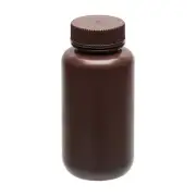 Eisco Labs 500ml Amber Reagent Bottle, Wide Mouth with Screw Cap - HDPE