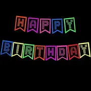 Party Decoration Banner Luminous Party Glow in The Dark Paper String Star Garland Hanging Pendants Happy Birthday Banner for Wedding Party Decoration Wedding Disco Bachelorette Party Decor (Color : 1