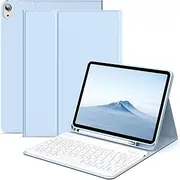 for iPad 10th Generation (10.9 Inch 2022) / iPad (A16) 11th (11 inch 2025) Keyboard Case with Left Pencil Holder, Thin Stand Folio Detachable Wireless Bluetooth Keyboard Cover, Blue