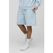 Mens Sky Blue 260GSM Loopback Basic Oversized Mid Length Short