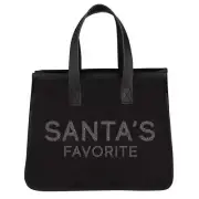 Santa's Favorite Black Mini Canvas Tote Size 11in W x 9.5in H x 6 in D Lot of 2