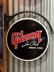 GIBSON GUITARS LES PAUL METAL SIGN WITH HANGER DOUBLE SIDED