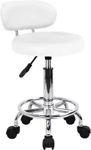 PU Leather Modern Rolling Stool W/Low Back Height Adjustable Work Salon Drafting