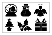 Christmas Sampler Stencil Holly Tree Angel Globe 8.5" x 11" Reusable Sheet S1181
