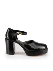 Black Patent Leather Naomi Platform Heels