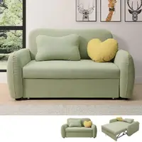 在飛比找momo購物網優惠-【BODEN】喬安娜綠色防潑水布面沙發床/雙人椅/二人座沙發