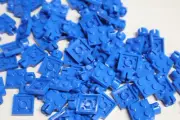 5 Lego Blue, Plate, Modified 2 x 2 with Tow Ball Socket, Short, 4 Slots Inv. 304