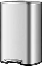Giantex 50L Pedal Rubbish Bin, Stainless Steel Trash Waste Garbage Can with Lid for Kitchen Bedroom Living Room