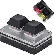 2 Key Keyboard, 5V 1A Acrylic Wired Mini Smart One Handed Mechanical Gaming Keypad, Programmable Shortcut Key Copy Paste Undo Redo Cut RGB Backlit Mini USB Keypad, Plug and Play