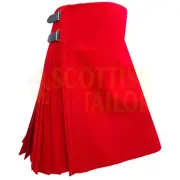 Scottish Traditional Handmade Solid Red Tartan Kilt For Men/Women Custom Size