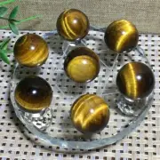 Seven Star Array NATURAL Tiger's eye QUARTZ CRYSTAL SPHERE BALL RARE Base b2900